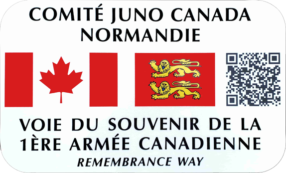 Panneau d'indication installé dans les communes participant à la voie du souvenir de la première armée canadienne.