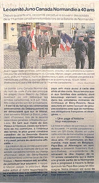 Le Comité Juno Canada Normandie a 40 ans